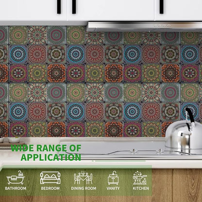 LONGKING Peel and Stick Backsplash Tile Stickers, Colorful Moroccan Tile for Kitchen, Stick on Wall Tiles (10 Sheets) | Peel and stick backsplash, self-adhesive wall tile, Colorful Moroccan, waterproof, kitchen bathroom wall, 10-sheet