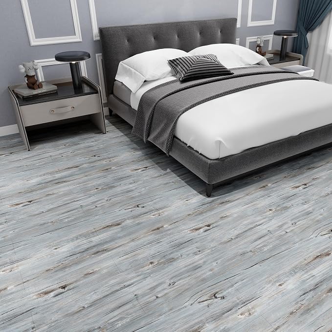 Lareko Peel and Stick Floor Tile, Waterproof Vinyl Plank Flooring | 12-Pack 18 Sq.Ft , Self-Adhesive Laminate Vinyl Tiles,Realistic Wood Grain for DIY Bathroom, Laundry Room & Rental Upgrades