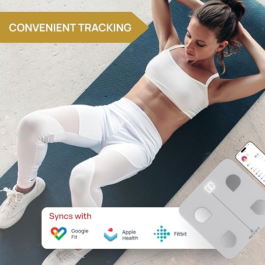 INEVIFIT Smart Body Fat Scale, Highly Accurate Bluetooth Digital Bathroom Body Composition Analyzer, Measures Weight, Body Fat, Water, Muscle, Visceral Fat & Bone Mass for Unlimited Users (White)