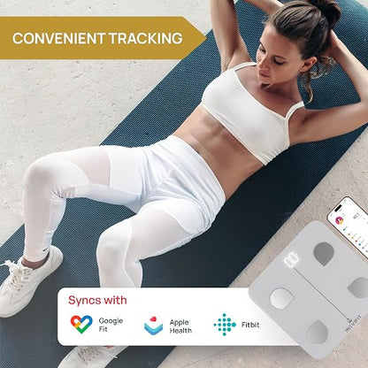 INEVIFIT Smart Body Fat Scale, Highly Accurate Bluetooth Digital Bathroom Body Composition Analyzer, Measures Weight, Body Fat, Water, Muscle, Visceral Fat & Bone Mass for Unlimited Users (White)