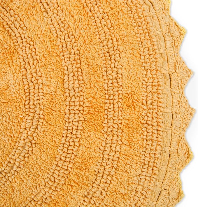 DII Crochet Collection Reversible Bath Mat, Round, 27.5" Diameter, Yellow