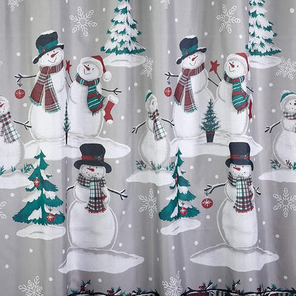 SKL Home Christmas/Winter Plaid Snowman Shower Curtain/12pc Hook Set, Multi | Coordinates with the SKL Home Rustic Plaid & Woodland Winter collections