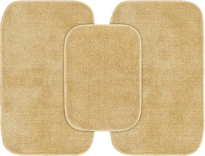 Garland Rug Traditional Nylon Washable Linen 3 Bath Rugs (17" X 24", 21" X 34", 21" X 34") - Soft, Absorbent, and Stylish for Your Bathroom