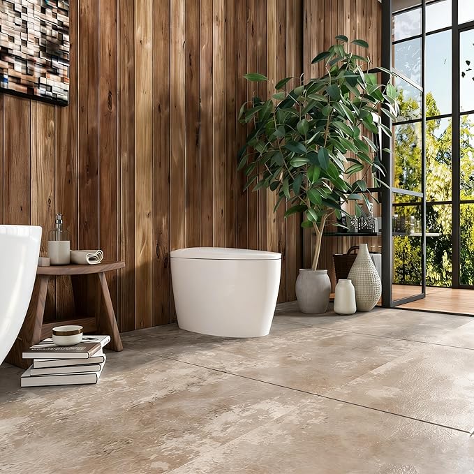 Smart Toilet with Basic Intelligent Function, Elongated Tankless Smart Toilet with Heated Seat, Auto Flush, Foot Kicking Flush, Night Light
