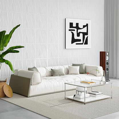 Art3d 12 Pack 3D Wave Design Wall panels 19.7"x19.7" PVC Panel for Interior Wall Decor Living Room, Office, TV Background, White
