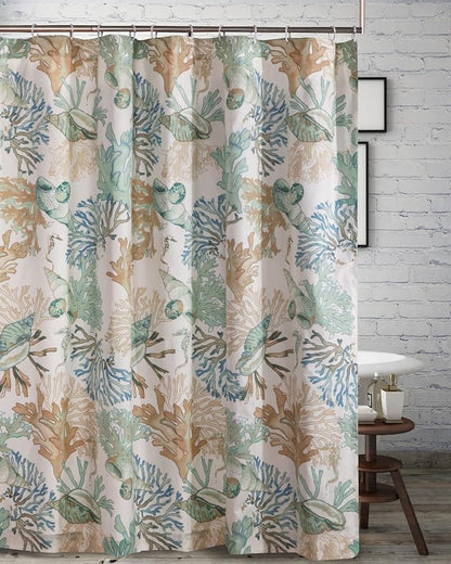 Greenland Home Fashions Fabric Sensations Shower Curtain, Stylish Bathroom Decor, Machine Washable, 72 inches x 72 inches, Atlantis