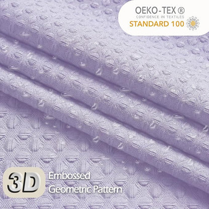 Extra Long Shower Curtain 96 Inch Long 1 Piece, Waffle Embossed Textured Fabric Shower Curtain for Bathroom Large Hotel, Water Resistant, Machine Washable, Lavender, 72Wx96L Inches
