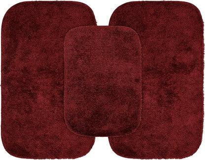 Garland Rug Traditional Nylon Washable Chili Pepper Red 3 Bath Rugs (17" X 24", 21" X 34", 21" X 34") - Soft, Absorbent, and Stylish for Your Bathroom