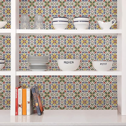 In Home NH2365 Tuscan Tile Peel & Stick Backsplash Tiles, Standard, Multicolor