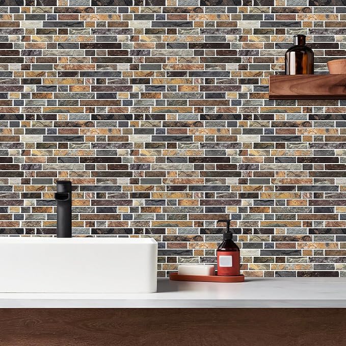 STICKGOO Peel and Stick Backsplash - 10 Sheets of 12”×12” - 3D Self Adhesive Peel and Stick Tile Backsplash for Kitchen & Bathroom