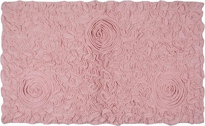 Home Weavers Bell Flower Collection 100% Cotton Tufted Bath Rugs, Extra Soft and Absorbent Bath Rugs, Non-Slip Bath Mats, Machine Washable, Bath Mats for Bathroom Floor, 24"x40" Rectangle, Pink