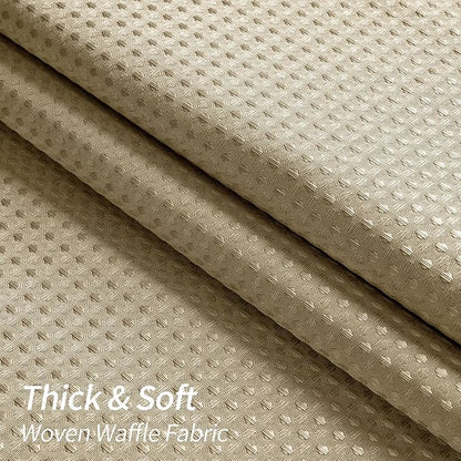 MitoVilla Extra Long Waffle Shower Curtain 72 x 84, Tan Farmhouse Fabric 84 inch Shower Curtain, Taupe Modern XL Shower Curtains for Bathroom Decor, Weighted Shower Curtain Set with Hooks