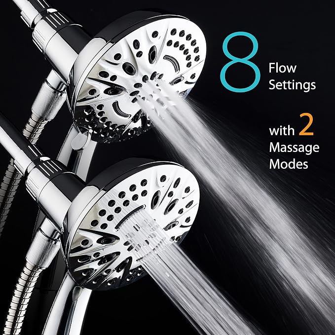 AquaDance New Magnetic Docking 8-setting High Pressure Handheld Shower Head | Space-age Magnetic Guidance Bracket System, Giant 5-inch Face, Extra-long 72-inch Stainless Steel Hose - All Chrome Finish