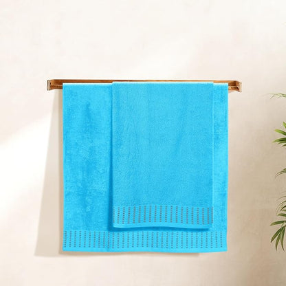 Cotton 2 Pack Oversized Bath Towel Set 28x55 inches, Large Bath Towels, Ultra Absorbant Compact Quickdry & Lightweight Towel, Ideal for Gym Travel Camp Pool - Turquoise Blue