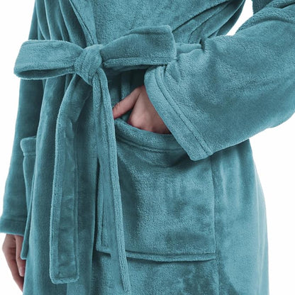 Fluffy Soft Robes for Women, Warm Fleece Womens Robe, Cozy Bathrobe | Plush Bathrobe for Women, Long Fuzzy Lightweight Bath Robe with Pockets for Shower Spa Hotel House Pool