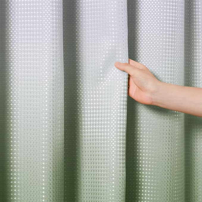 Shower Curtain 84 inches Long 7FT for Bathroom 1 Panel Sage Green | Ombre Waffle, Shower Curtains with Hook, Water Repellent, Boho Farmhouse, Simple Modern Bath Decor, Machine Washable, 72x84