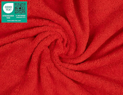 American Soft Linen Luxury Washcloths for Bathroom, 600 GSM 100% Cotton 4 Piece Turkish Wash Cloth Set, 13x13 in Soft Rags for Body and Face, Red Washcloths