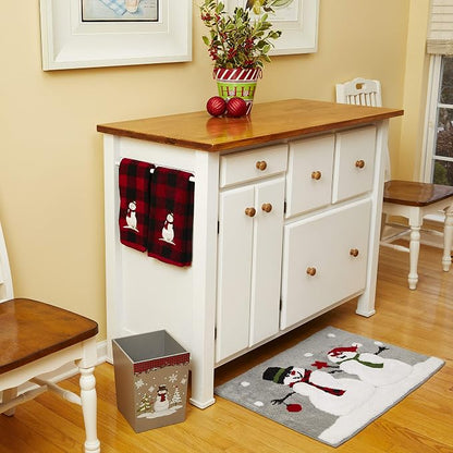 SKL Home Christmas Woodland Winter Snowman Hand Towel Set-2pc, Red | 100% Cotton. 450 GSM. Soft, absorbent jacquard. Plaid buffalo check with embroidery. For the bathroom, kitchen or bar & gift.