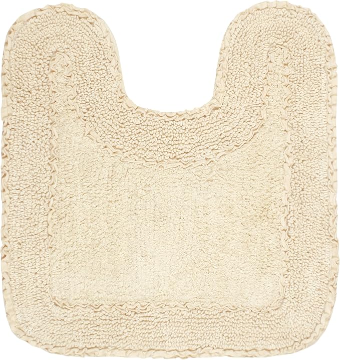 Home Weavers Radiant Collection 100% Cotton Bathroom Rugs Set, Washable Rug, Soft Cotton Extra Soft and Absorbent Bath Rug, Kitchen Mat, Bath Mat Set, Bath Floor Mat Non Slip, 20"x20" Contour, Ivory