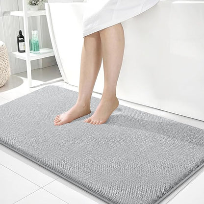 OLANLY Memory Foam Bathroom Runner Rugs 44x24, Long Bath Mats, Light Grey | Soft Quick Dry Bath Rugs, Non-Slip, Absorbent Machine Washable Mat for Bathroom Floor, Tub and Shower, Home Decor Accessories