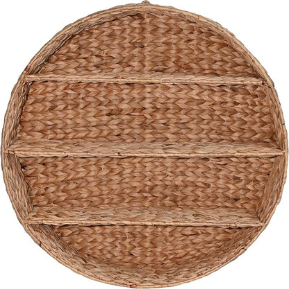 happimess Annulus 3-Shelf Circular Hyacinth Wall Rack 24.6", Natural | Bohemian Coastal Decor For Entryway Bathroom Bedroom Living Room, Iron Frame, 22 Pounds Weight Capacity, Handwoven Artisanal