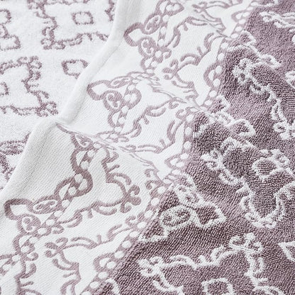 Modern Threads Charlize 6-Piece 100% Cotton Towel Set–Reversible Yarn Dyed Jacquard & Solid – Includes 2 Bath Towels, 2 Hand Towels, 2 Washcloths – Absorbent, Quick Dry, Soft & Durable – Orchid