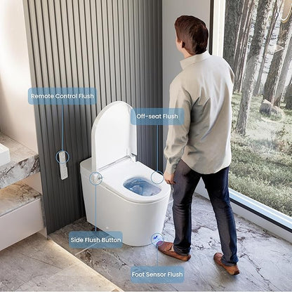Casta Diva Smart Toilet with Bidet Built in, Bidet Toilet with Wider Heated Seat, Warm Water & Dryer, Foot Sensor Auto Flushing, Night Light, Remote Control 1.28GPF(CD-K020)
