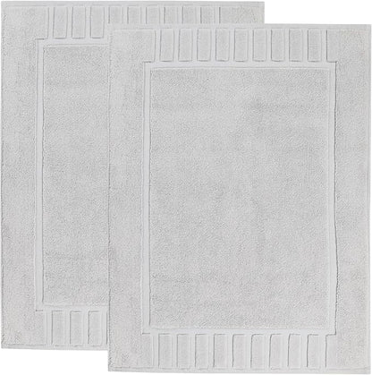 Superior 100% Cotton Bathmat Set, Bath Mats, Bathroom Decor, Shower, Bathtub Essentials, Home Accessories, Washable Rug, No Backing, Heavyweight, Leo Collection, Set of 2, 22" x 35", Silver