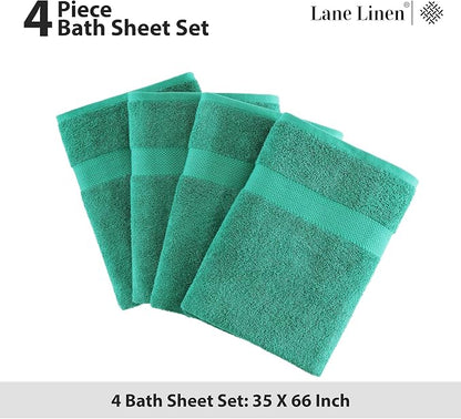LANE LINEN 100% Cotton Oversized Bath Towels Set of 4 (35"x66") - Fade Resistant, Soft & Highly Absorbent - Eco Friendly, Extra Large Bathroom Towel Sets - Ideal for Daily Use, Sauna, Spa - Emerald