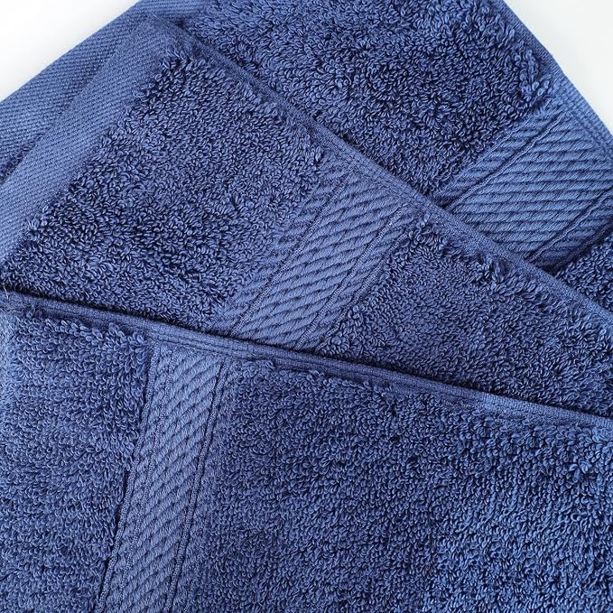 SUPERIOR Egyptian Cotton Ultra Plush & Absorbent, 8 Piece Set, Navy Blue | Quick Dry, Soft Luxury Towel Set, Bath Essentials, Guest Bath, Spa, 2 Bath, 2 Hand, 4 Face Towels, Madeline Towels