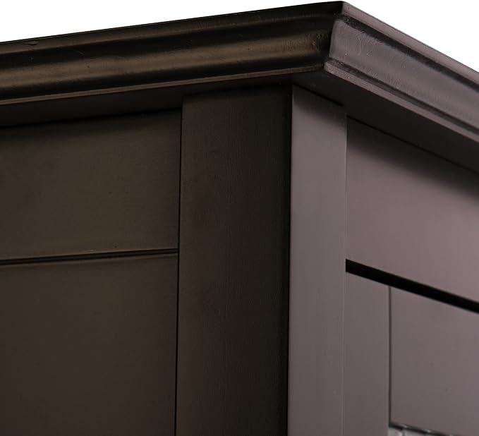 Teamson Home Chesterfield Freestanding Floor Cabinet with Waffle Glass Panel, Espresso