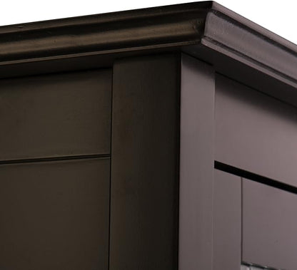 Teamson Home Chesterfield Freestanding Floor Cabinet with Waffle Glass Panel, Espresso