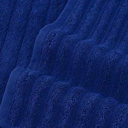 Elegant Comfort 100% Turkish Cotton Corduroy Ribbed Luxury Bath Towels 6-Piece Set, Premium Feel - Quick Dry, Highly Absorbent, Contains 2 Bath Towels, 2 Hand Towels, and 2 Washcloths, Royal Blue