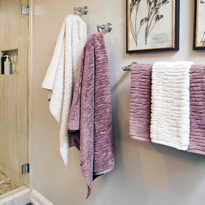 SKL Home CloudSoft 100% Cotton Luxury 4-Piece Bath Towel Set, Soft Plum | Premium spa-level quality. 600 GSM weight. Ultra plush & absorbent.