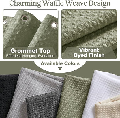 Madison Park Arbor Waffle Stall Shower Curtain, 36 x 72, Sage Green Solid | Adds Privacy, Machine Washable, Farmhouse, OEKO-TEX Certified Bathroom Curtain, 3M Scotchgard Moisture Management