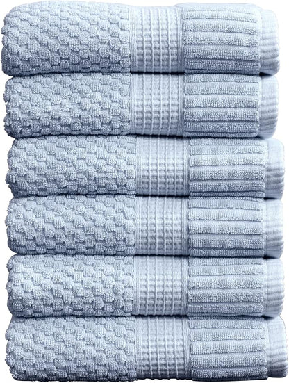 6 Pack 100% Cotton Hand Towels | Blue Towels | Oeko‑TEX Standard 100 | Soft & Absorbent, Quick‑Dry | Trinity Collection - Chambray Blue