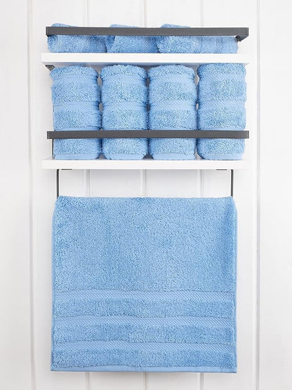 American Soft Linen Luxury Hand Towels for Bathroom, 600 GSM Heawy Weight 16x28 Size 100% Cotton Turkish 4 Piece Hand Face Towel Set, Sky Blue Hand Towels