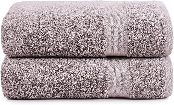 LANE LINEN Bath Sheets Quick Dry 100% Cotton 2 Pack Oversized - Platinum | Hotel Bath Sheets - Oversized & Roomy, Lightweight & Breathable, Fade-Resistant Color, Classic Terry Weave, Densely Woven