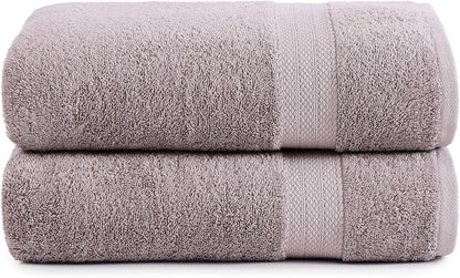 LANE LINEN Bath Sheets Quick Dry 100% Cotton 2 Pack Oversized - Platinum | Hotel Bath Sheets - Oversized & Roomy, Lightweight & Breathable, Fade-Resistant Color, Classic Terry Weave, Densely Woven