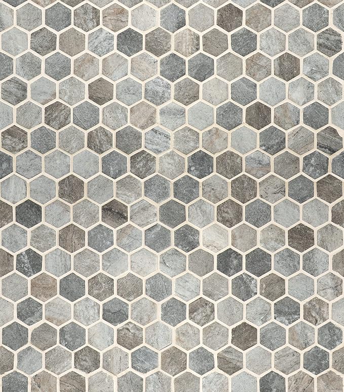 MSI Stonella Hexagon Textured Glass Mesh-Mounted Mosaic Tile for Bathroom, Kitchen Backsplash, Accent Wall Tile, and Shower Wall Tile