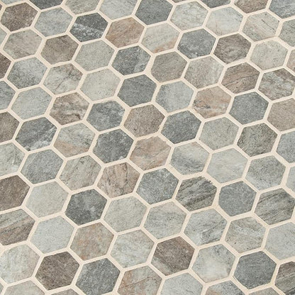 MSI Stonella Hexagon Textured Glass Mesh-Mounted Mosaic Tile for Bathroom, Kitchen Backsplash, Accent Wall Tile, and Shower Wall Tile