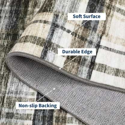 10x13 Area Rug for Living Room Washable Rugs Farmhouse Rug for Bedroom Large Rug Modern Non Slip Carpet Stain Resistant Throw Rugs for Dining Room Office Classroom, Blue/Beige