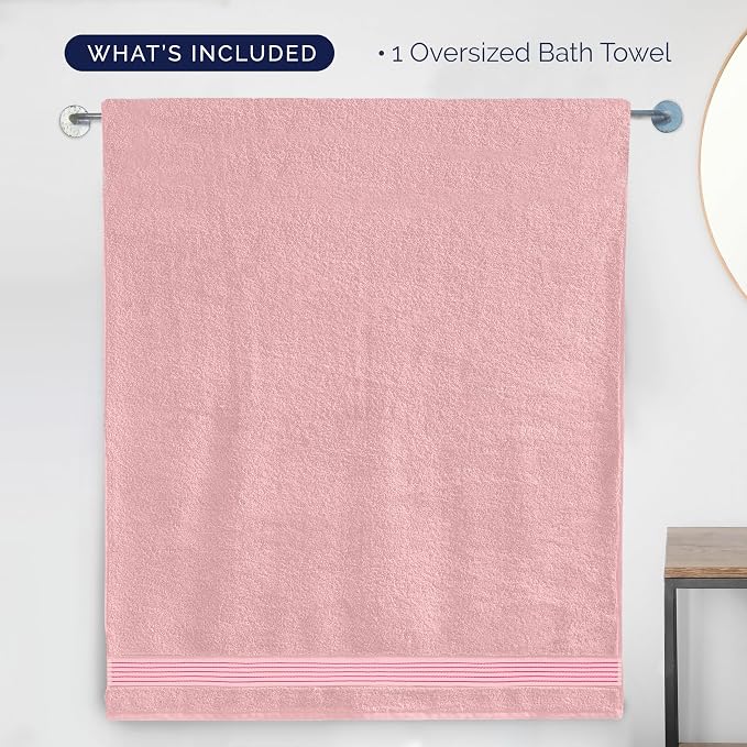 Elegant Comfort Premium Super Soft Highly Absorbent 1 Piece Oversized Bath Sheet - 40" x 80" inch, Luxurious Hotel Spa Quality 100% Turkish Cotton Extra Large Bath Towels for Adults, Dusty Rose