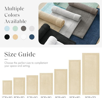 Madison Park Splendor Reversible 100% Cotton Bath Runner, 24 x 72, Natural | Tufted Bathroom Rug, 3000 GSM, Hotel Quality, Luxurious Plush, Medium Pile, Absorbent, Quick Dry, OEKO-TEX, Shower Room Décor