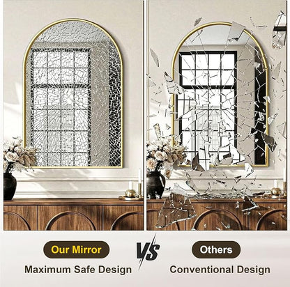 AMOISE Arched Bathroom Mirror for wall, 2 Pack 30"x20" Vanity Mirror, Gold | Metal Frame, HD Glass, Over Sink Mirror for Bathroom, Entryway, Living Room & Bedroom