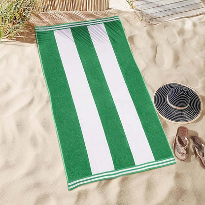 Superior Cotton Nautical Stripe Beach Towels, Colorful Towels for Adult, Kid, Pool, Swimming, Sand, Travel, Large Oversized, Absorbent, Fast Drying, Bath Basics, Cabana Collection, 1 Piece, Dark Green