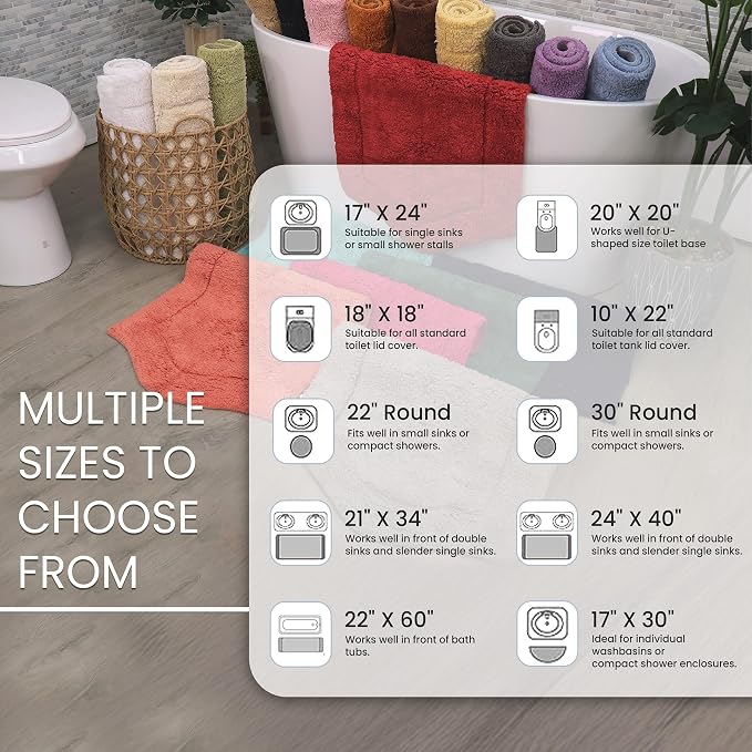 Home Weavers Allure Collection 100% Cotton Tufted Bathroom Rug, Soft and Absorbent Bath Rugs, Non-Slip Bath Carpet, Machine Wash Dry Bath Mats for Bathroom Floor, 17"x24" Bath Rug, Purple