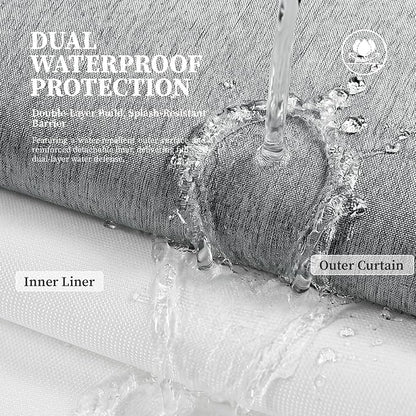 72x87 Ringless Linen Textured Shower Curtain with Snap in Liner, Grey | Extra Long Size, 3 in 1 Durable Fabric Shower Curtain, Removable Liner, Waterproof & Washable, Mesh Top Window, Easy Setup