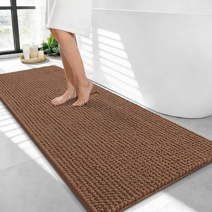 OLANLY Thick Chenille Bathroom Runner Rugs 44x24, Absorbent Bath Mat, Mocha | Soft Bath Rugs, Rubber Backing, Machine Wash Dry, Bath Mats for Bathroom, Tub and Shower, Home Decor Accessories