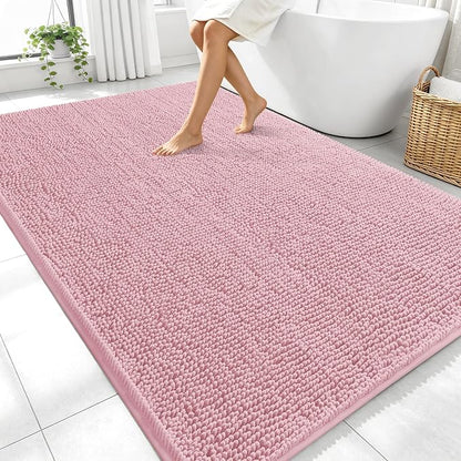 OLANLY Large Bathroom Rugs 70x46, Extra Soft Absorbent Chenille Bath Rugs | Dusty Rose, Quick-Drying Rubber Backing, Machine Washable Bath Mat for Bathroom Floor, Tub and Shower, Home Decor Accessories